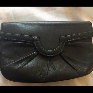 Black leather clutch